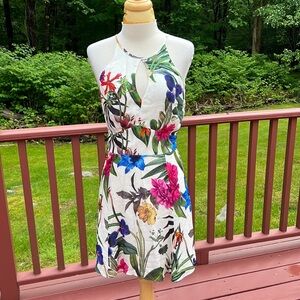 New! Parker small white Sardinia floral empires waist Peggy dress.